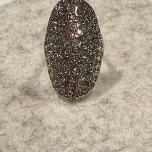 Oval Cocktail Pave Crystal crusted Silver Statement Ring